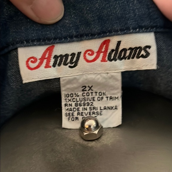 Amy Adams Vintage Beaded Fringe Blue Denim Button-Up Shirt Size 2XL - Picture 4 of 4